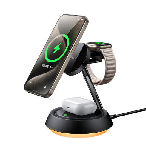 MCDODO CH495 3 IN 1 MAGNETIC WIRELESS CHARGING STAND WITH NIGHT LIGHT - BLACK MCDODO CH495 3 IN 1 MAGNETIC WIRELESS CHARGING STAND WITH NIGHT LIGHT - BLACK